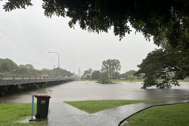 Localised flooding in North Mackay, Glenpark St at 8am on February 4, 2025. Mackay copped 150mm of rain overnight with more to come. Picture: Luke Lay