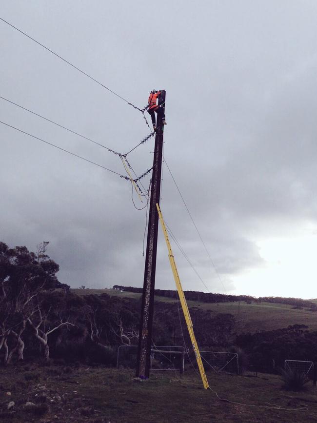 "Restoring supply on Cape Jervis to KI line. Picture: SA Power Networks Twitter feed. (@SAPowerNetworks)