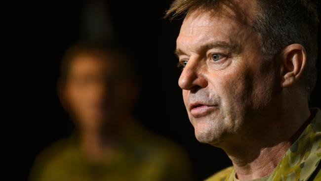 Chief of Joint Operations Lieutenant General Greg Bilton addresses the media in Canberra on Sunday. Picture: Rohan Thomson/Getty