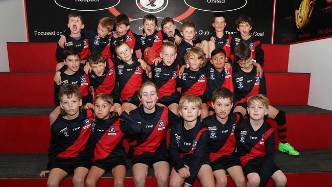 Newtown Chilwell McMahon under-9 football team pull their funniest faces. Picture: Alan Barber
