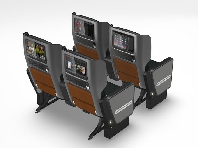 The new-generation premium economy seats passengers can expect on the Qantas Dreamliner. Picture: Qantas