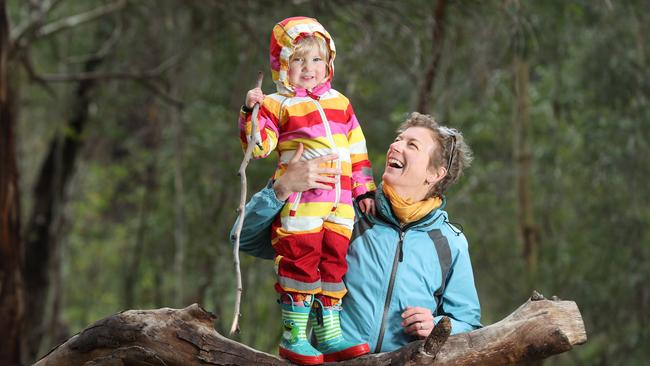 Margaret Shanafield and her family, including Beatrix, 2, have been exploring Belair National Park more often during coronavirus’s social distancing restrictions. Picture: Tait Schmaal