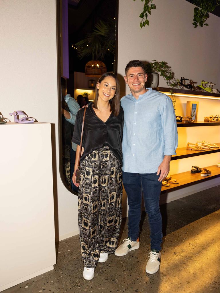 Talia De Marco Dayne Zorko at the opening of Bared Footwear’s Brisbane store in Fortitude Valley.