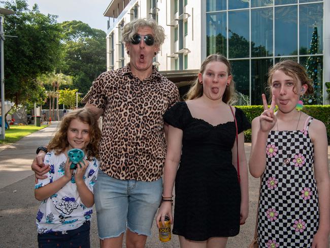DARWIN, AUSTRALIA Sunday, 31 December, 2023:DARWIN NEW YEARS EVE 2023 Senan Cooney, Bonnie Cooney, Sinon Cooney and Isabel Vandenberg pose for a photo at Darwin Waterfront. Picture: Pema Tamang Pakhrin
