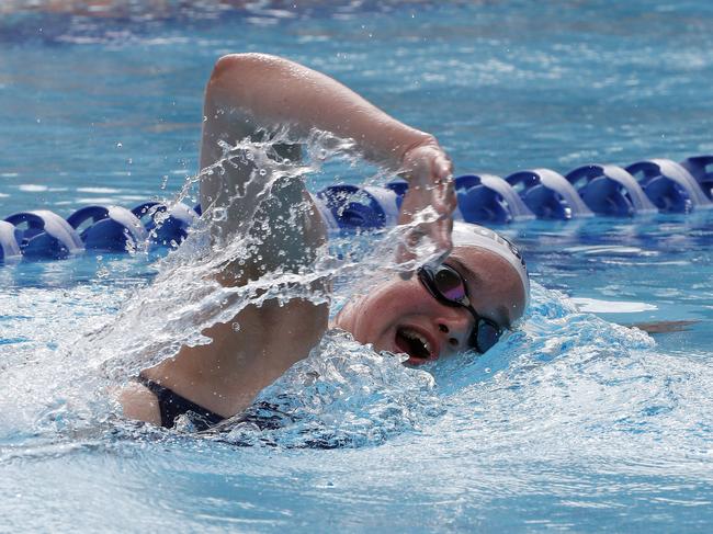 Swimmers gathered for training at the Dolphins emerging swimmers camp in Southport. Isabella Boyd. Picture: Tertius Pickard