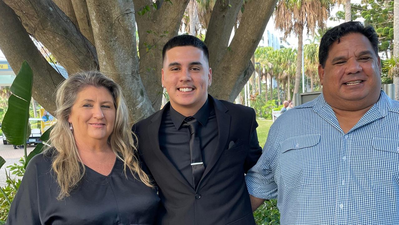 Sonya McLaughlin, Luke McLaughlin-Ferguson and Mark Ferguson at the Orara High School Year 12 formal in 2022. Picture: Matt Gazy