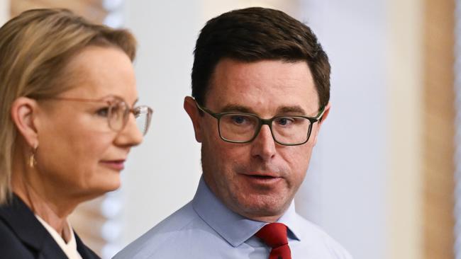 The Liberal and National parties are officially the Coalition again after Ms Ley and David Littleproud inked a new agreement. Picture: NewsWire / Martin Ollman