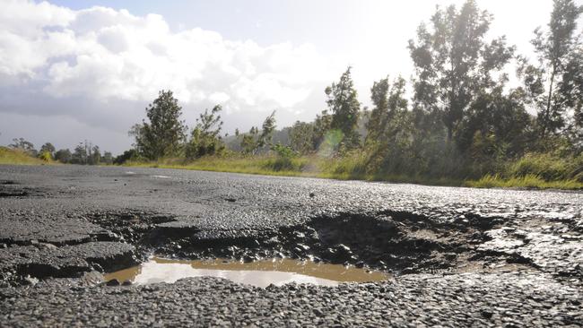 Potholes on Kyogle Road. Photo Doug Eaton / The Northern Star