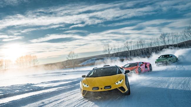 Ice driving in the Lamborghini Huracan Sterrato. Picture: Supplied