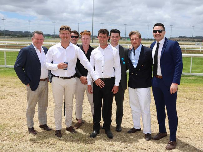 Tom, Declan, Seb, Iggy, Morgs, Paul, Adam and Andy at the Pakenham Cup. Picture: Brendan Beckett