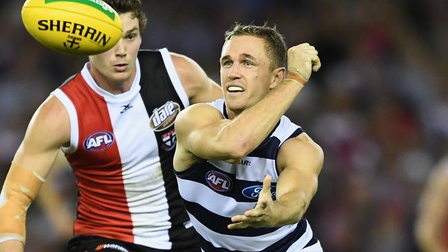 Joel Selwood was best on ground with 43 disposals in Geelong’s win over St Kilda. Picture: Getty Images