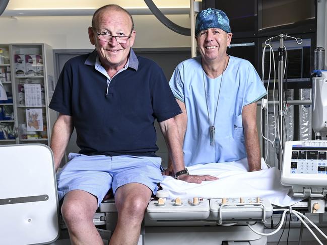 Phil Rothfield with his cardiologist Dr Mark Pitney. Picture: Darren Leigh Roberts