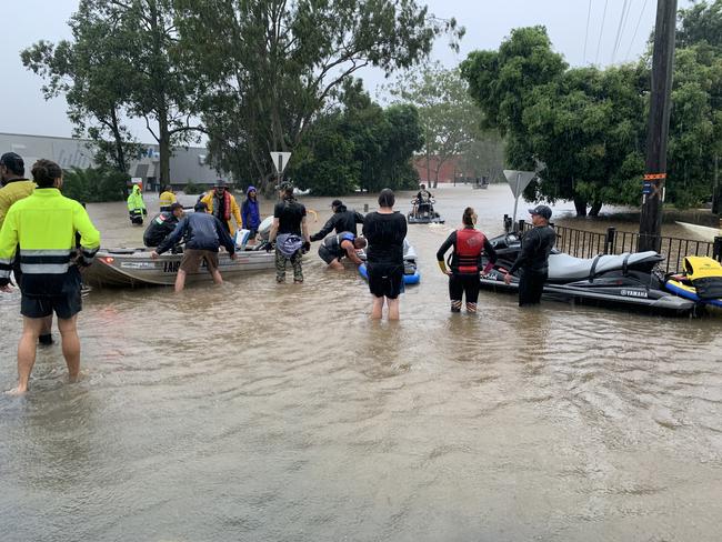 A makeshift boat ramp at the intersection of Uralba and Diadem streets, Lismore on February 28 last year. Picture: Stuart Cumming
