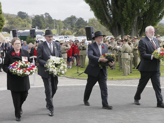 The annual remembrance day ceremony is held at the Cenotaph, Hobart, Tasmania. Picture: MATT THOMPSON.