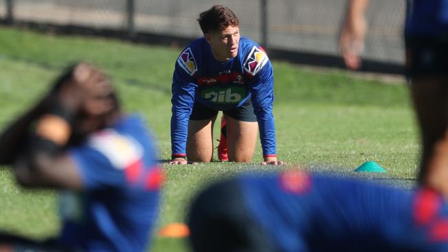 The Knights will be without Kalyn Ponga for their round-three clash against the Panthers at Campbelltown Stadium next Sunday. Picture: Tony Feder/Getty Images