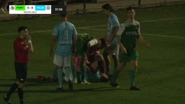 Horrific injury in Gold Coast Premier League Soccer Final