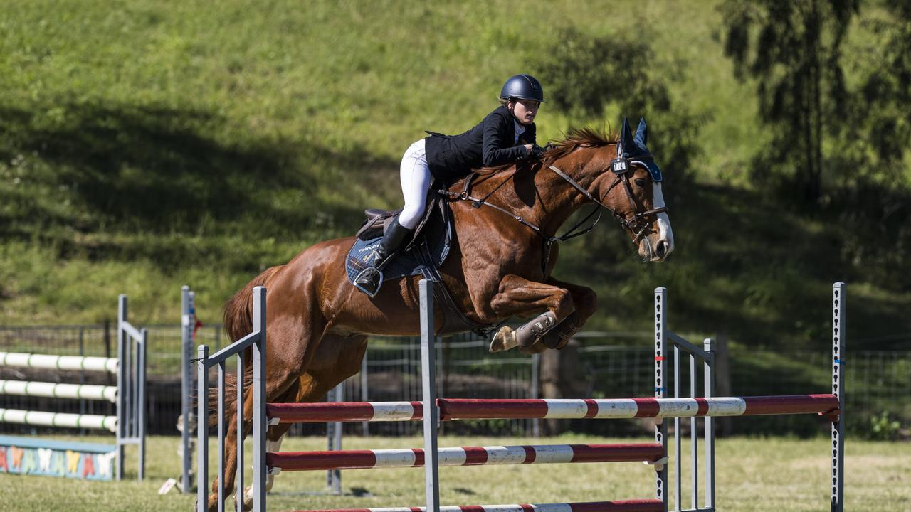 Fairholme College student Lucy Griffiths rides Yandoo Spotnik Nzph in the Secondary 110cm section. Picture: Kevin Farmer