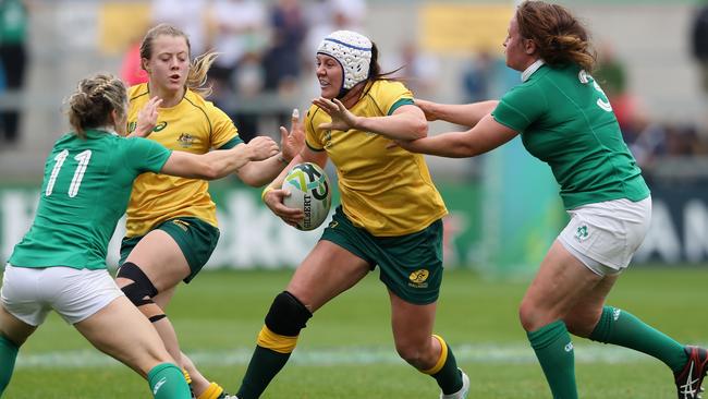 Sharni Williams in action for Australia. The women’s sevens co-captain has called on fans to get out and support next years HSBC Sydney 7s tournament at Spotless Stadium next year. Picture: David Rogers/Getty Images