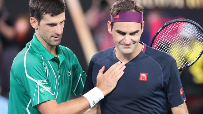 Novak Djokovic enjoyed “a decade of incredible moments and battles” with Roger Federer. Picture: AFP