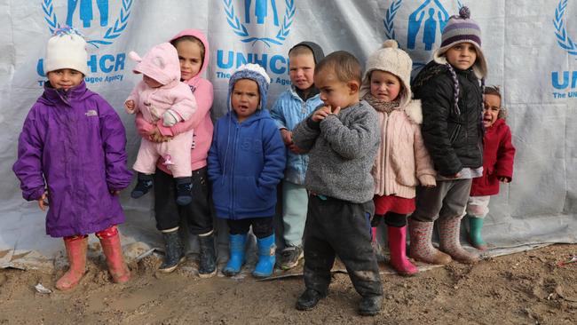 A group of Australian children in the al-Hawl camp. Picture: Shorash Radwan Khalil