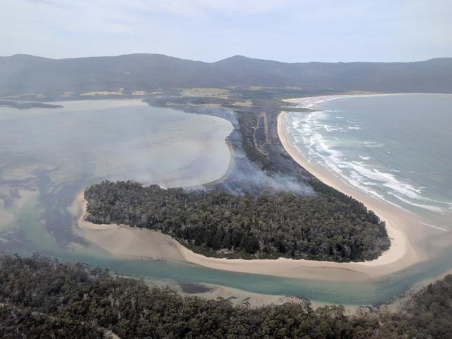 The location of the bushfire at Conleys Point, on South Bruny Island. Photo: TASMANIA FIRE SERVICE