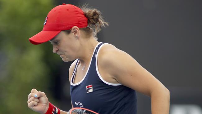 World No. 1 Ash Barty had to dig deep to down Russia’s Anastasia Pavlyuchenkova in their first-round clash at the Adelaide International. Picture: AAP Image/Kelly Barnes