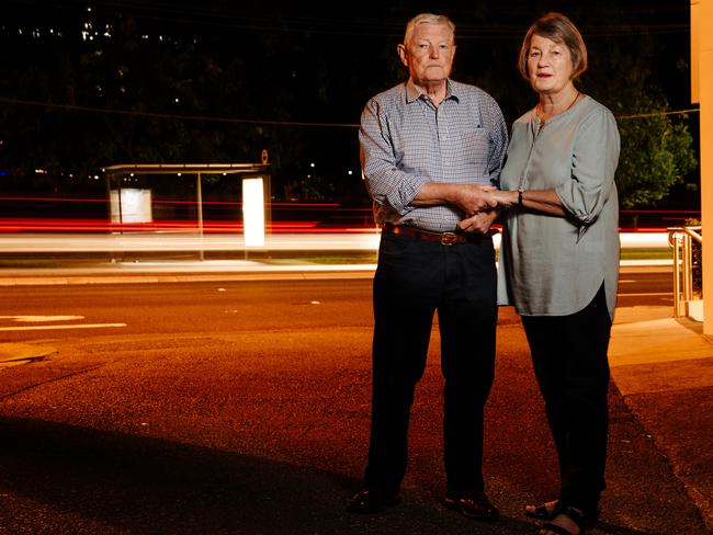 Stephen and Karen Breckenridge return to the crime scene almost 16 years after their son David was murdered. Picture: Jonathan Ng