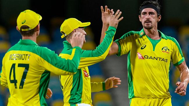 Mitchell Starc was outstanding in the West Indies. Picture: Randy Brooks / AFP