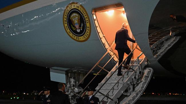 US President Joe Biden is now consigned to using the short stairs up Air Force One. Picture: AFP