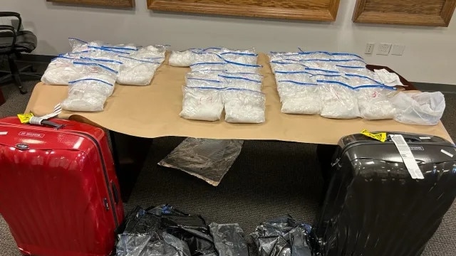 44 pounds of meth in bags found in an Australian woman's suitcase at San Francisco International Airport on Tuesday. SUPPLIED