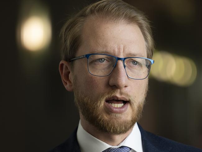 CANBERRA, AUSTRALIA, NewsWire Photos. APRIL 10, 2024: Senator James Paterson holds a press conference at Parliament House in Canberra. Picture: NCA NewsWire / Martin Ollman