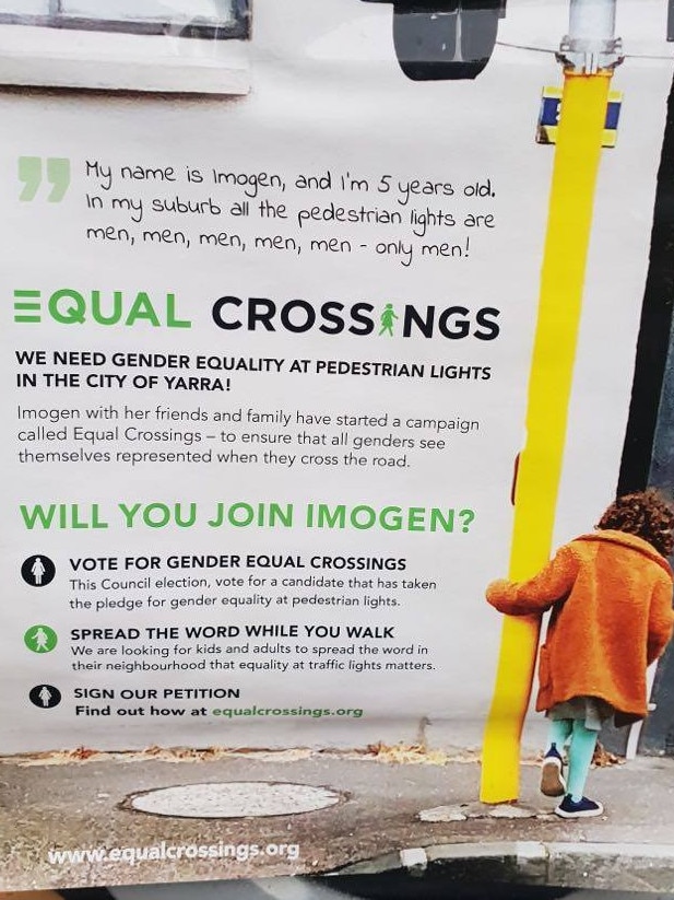 There is a renewed push across Yarra council to install gender equal crossing signs.