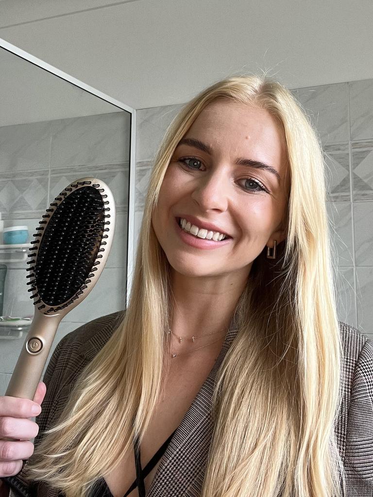 The ghd glide gives my hair a blow-dry-like finish in just five minutes flat. Picture: Hannah Paine
