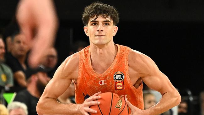 CAIRNS, AUSTRALIA - OCTOBER 04: Taran Armstrong of the Taipans in action during the round three NBL match between Cairns Taipans and Tasmania Jackjumpers at Cairns Convention Centre, on October 04, 2024, in Cairns, Australia. (Photo by Emily Barker/Getty Images)