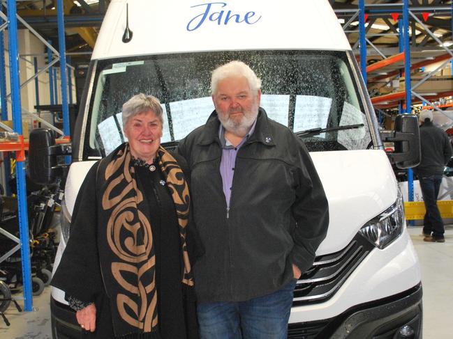 Jane Broughton’s parents with the van named in her honour.