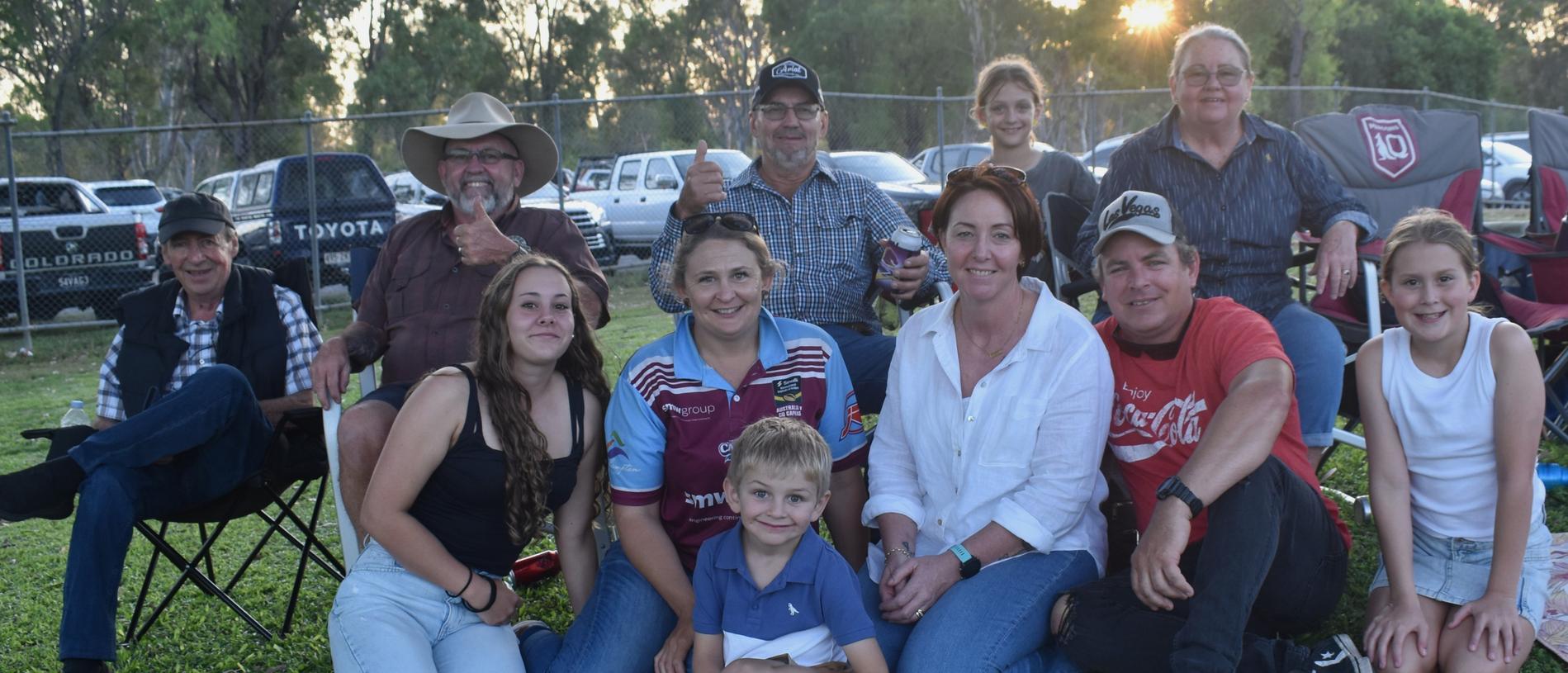 The Wogand, Grieves and Bateman families at the Capras versus Comets Legends game at Rugby Park, Rockhampton, on October 26, 2024.