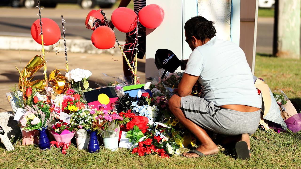 Memorial for the four teenagers killed in a roadside crash. Cnr of Bayswater Rd and Duckworth St. Picture: Alix Sweeney