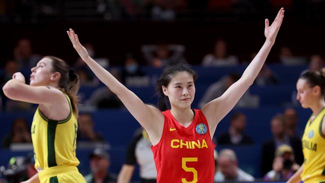 Siyu Wang of China celebrates.