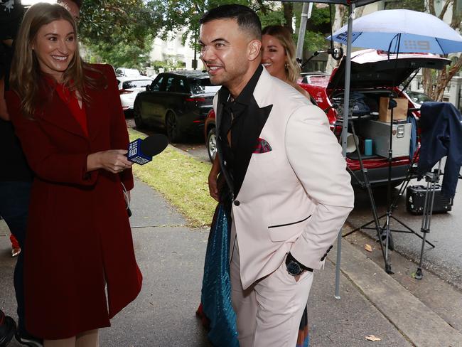 Guy Sebastian and wife Jules arrive at Swifts Mansion in Darling Point. Picture: Tim Hunter