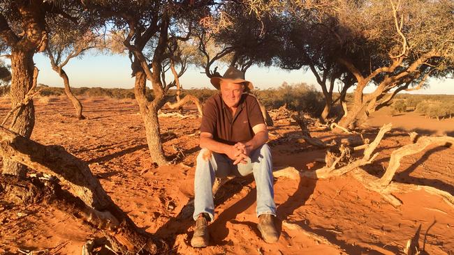 Rob McBride on his family property Tolarno Station in NSW. Pictured with son James and daughter Kate. Wife is Katharine.