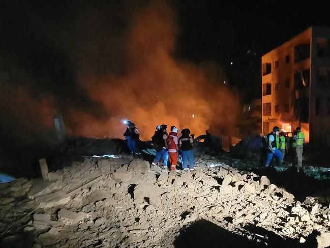 Rescuers and responders work at the site of an Israeli airstrike that targeted the southern Lebanese village of Toul, amid the ongoing war between Israel and Hezbollah. Picture: AFP