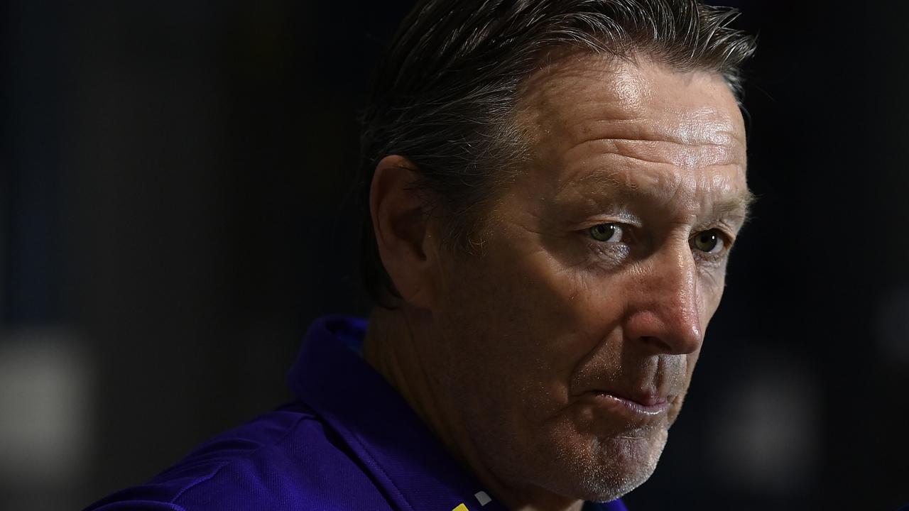 TOWNSVILLE, AUSTRALIA – MAY 21: Storm coach Craig Bellamy speaks to the media before the start of the round 11 NRL match between the North Queensland Cowboys and the Melbourne Storm at Qld Country Bank Stadium, on May 21, 2022, in Townsville, Australia. (Photo by Ian Hitchcock/Getty Images)