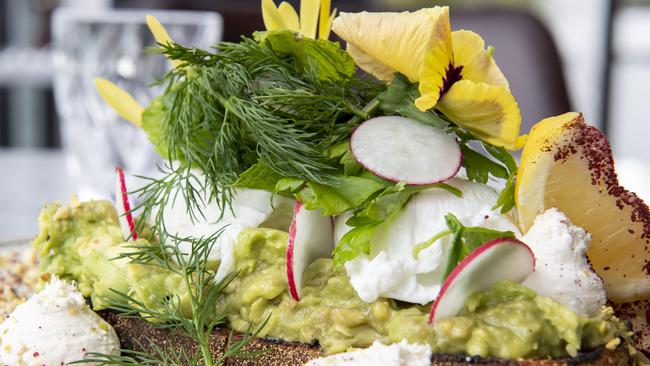 A Smashed Avocado dish at Ora D'Oro Cafe in Croydon. Picture: Andy Brownbill