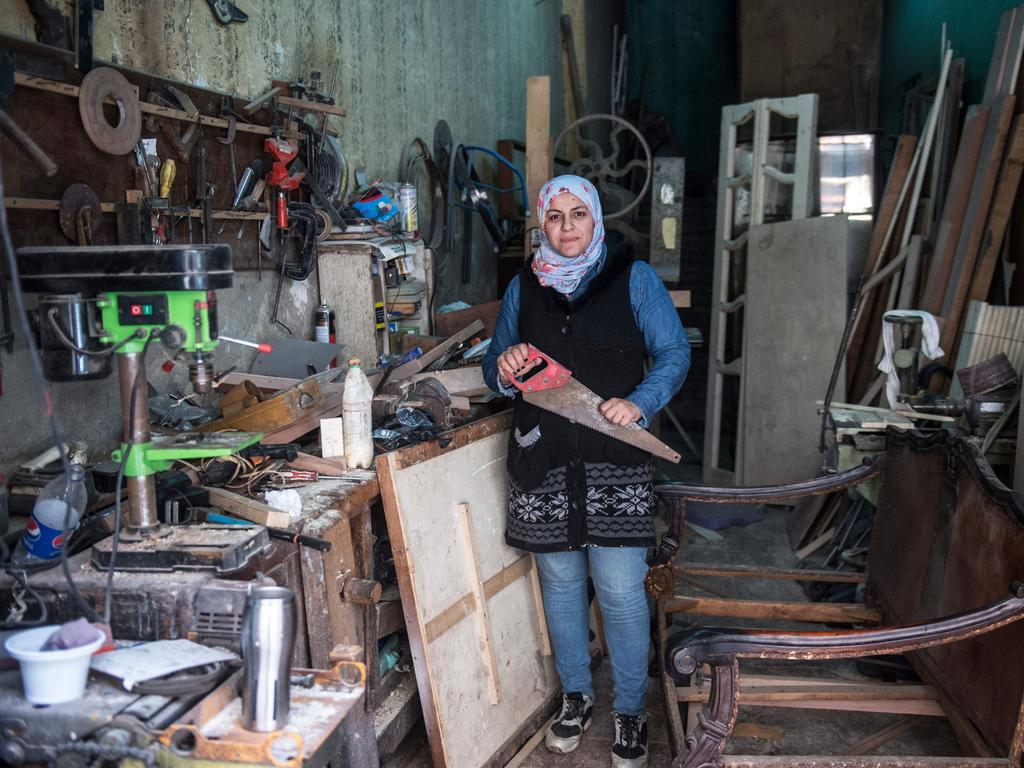 Asmaa Megahed, a 31-year-old Egyptian carpenter at her workshop in Abdeen district in downtown Cairo on February 26, 2018. Picture: AFP