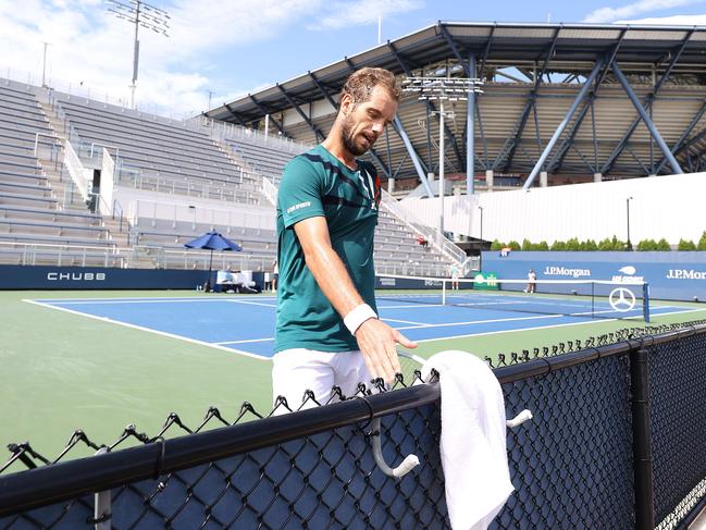 Frenchman Richard Gasquet played before an empty stadium at the US Open in New York. Picture: AFP