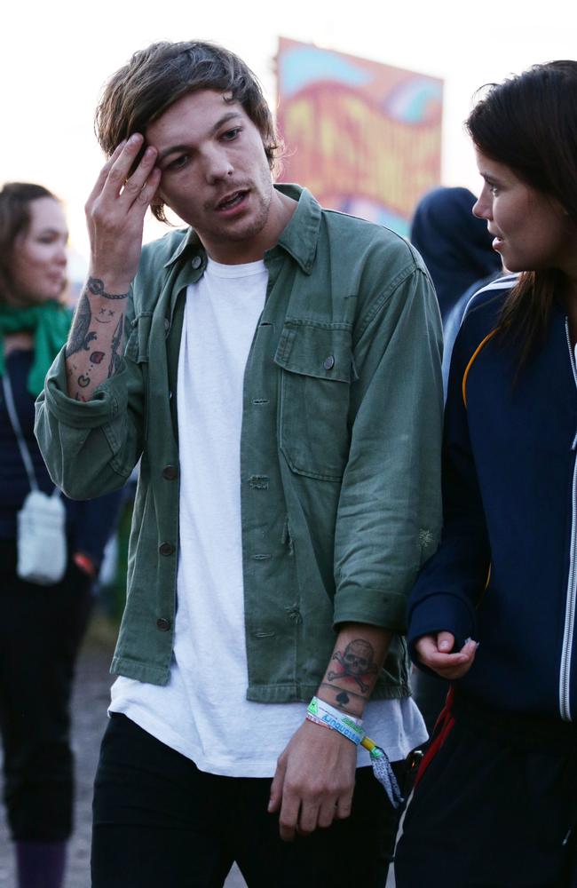 Louis Tomlinson from One Direction backstage at the 2015 Glastonbury Festival, at Worthy Farm in Somerset. Picture: AAP