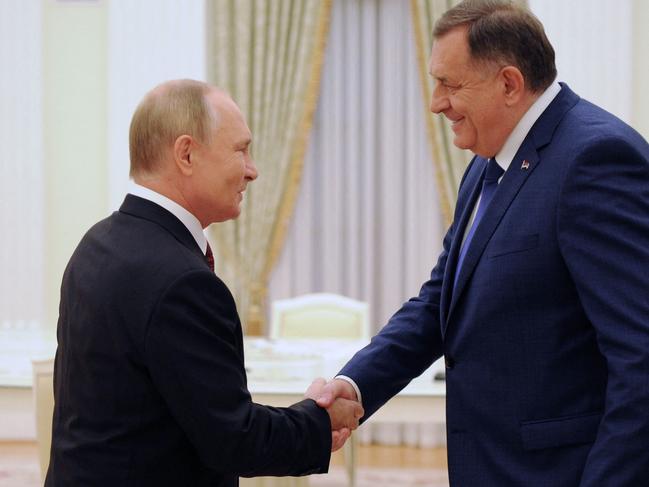 Russian President Vladimir Putin meets with Bosnian Serb political leader Milorad Dodik at the Kremlin this week. Picture: AFP