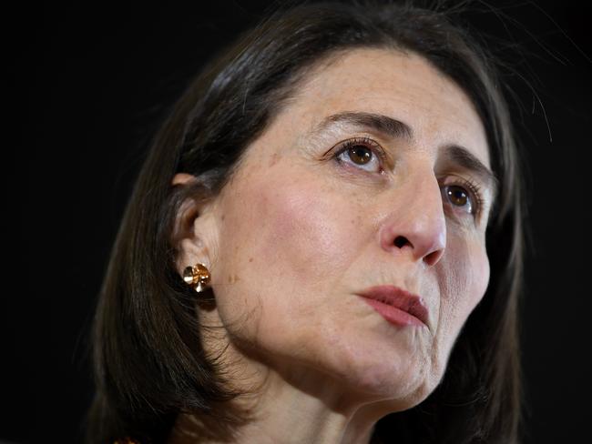 NSW Premier Gladys Berejiklian speaks to the media at Drummoyne Fire Station in Sydney, Monday, August 19, 2019. Four firefighters from Fire and Rescue NSW (FRNSW) have been acknowledged for their actions at the stabbing incident in the Sydney CBD last week. (AAP Image/Joel Carrett) NO ARCHIVING