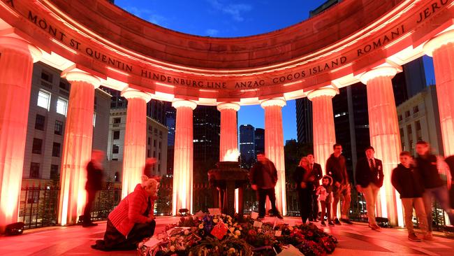 Anzac Day at the Shrine of Remembrance in Brisbane. Picture: NCA NewsWire / Dan Peled