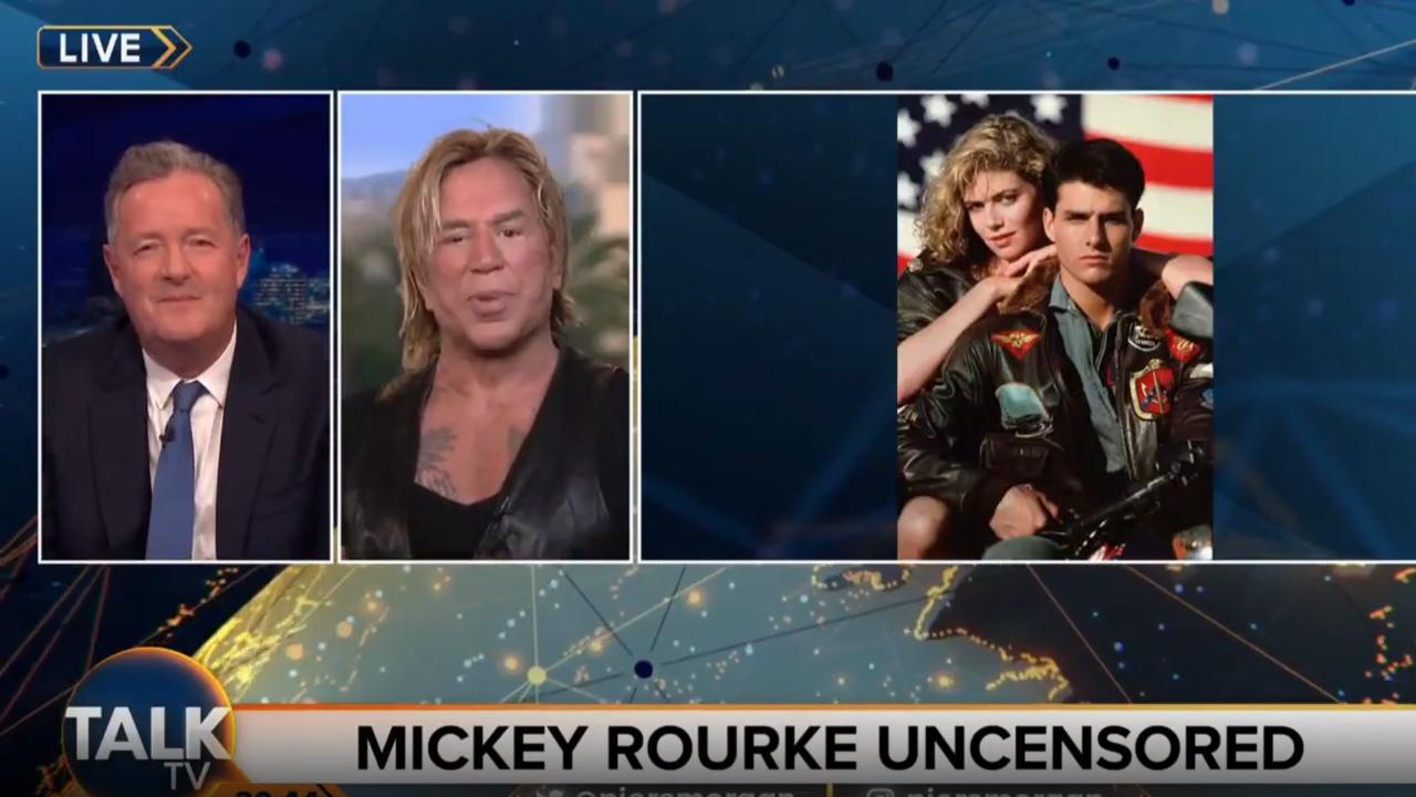 Mickey Rourke has taken a swipe at Tom Cruise, calling him ‘irrelevant’. Picture: Instagram/Piers Morgan Uncensored